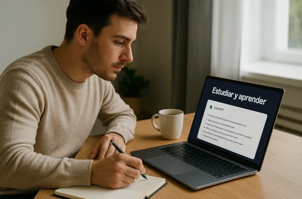 Estudiar y aprender francés con ChatGPT: una nueva forma de progresar 2 Estudiante usando ChatGPT para aprender francés con la función Estudiar y aprender.